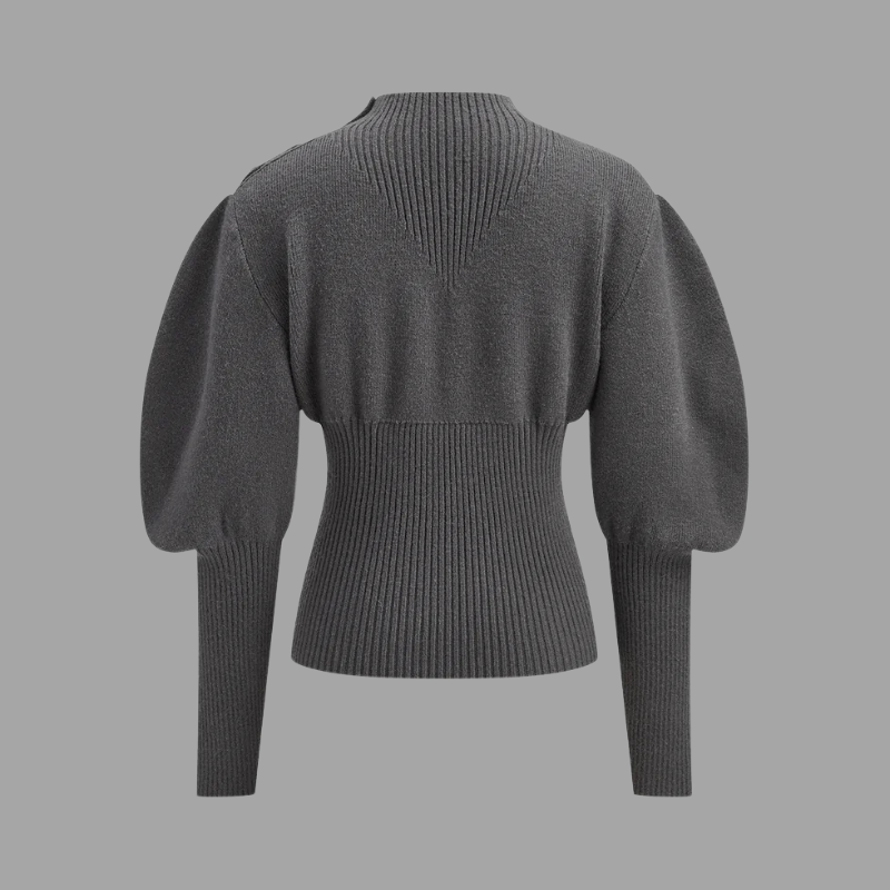 Krótki sweter z bufiastymi rękawami – przytulny, wyrazisty sweter dla kobiet