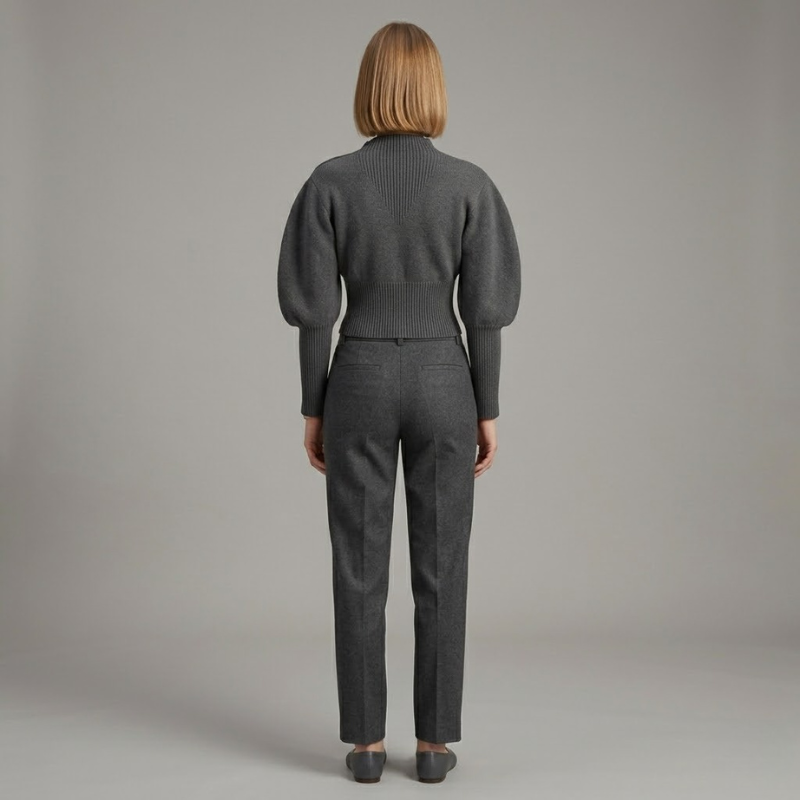 Krótki sweter z bufiastymi rękawami – przytulny, wyrazisty sweter dla kobiet