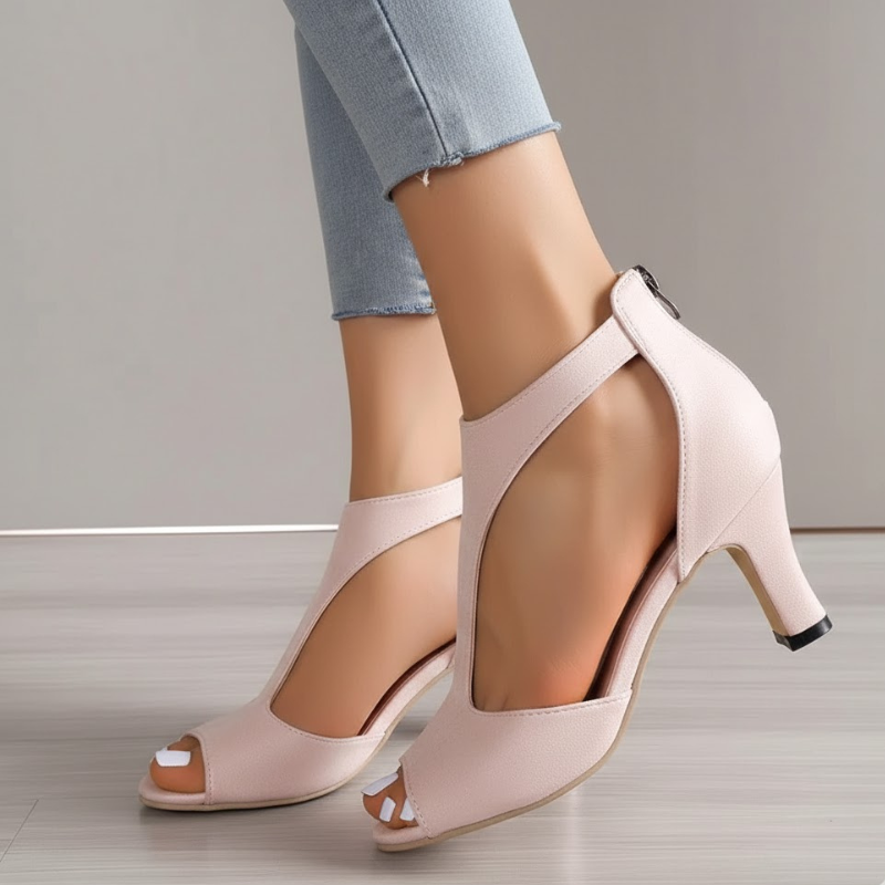 Damskie eleganckie sandały na co dzień z odkrytymi palcami – wygodne buty letnie z zapięciem na zamek błyskawiczny