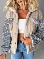 Blaire | Damska kurtka z cekinami w stylu patchworku – swobodna kurtka