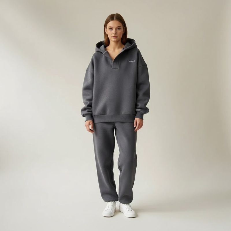 Przytulna, nowoczesna damska bluza z kapturem na zimę – miękka, ocieplana, casualowa odzież uliczna