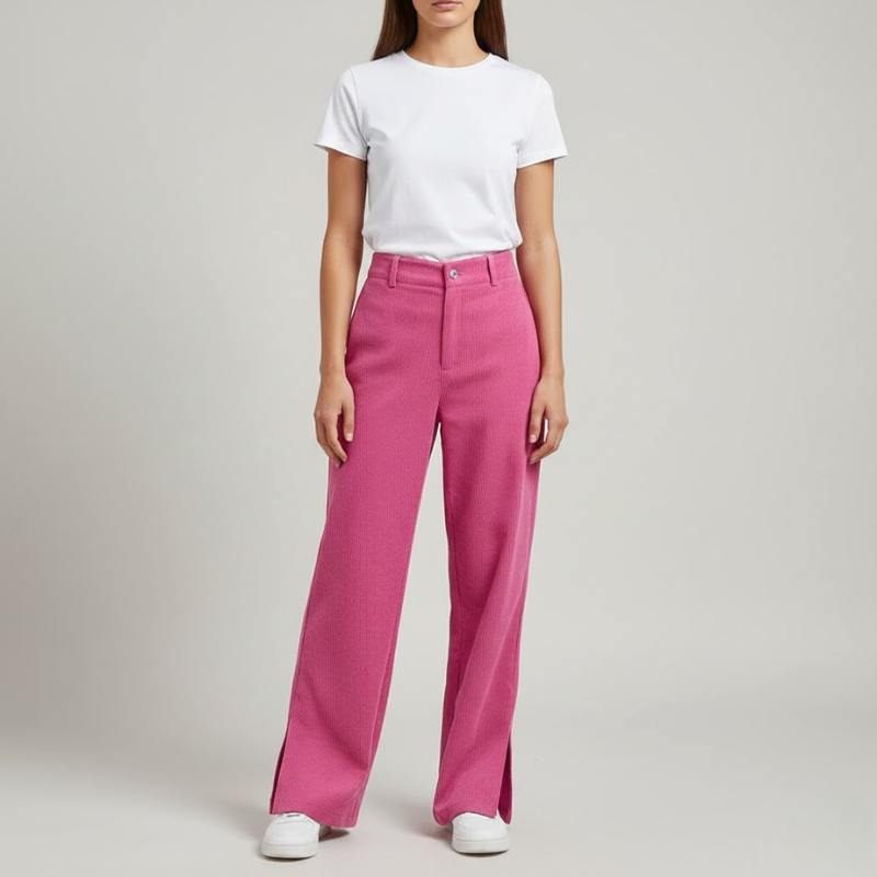 Spodnie retro z szerokimi nogawkami z kordu dla kobiet – modne, codzienne ubrania