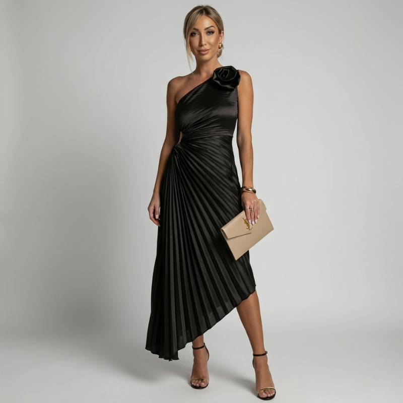 Plisowana sukienka na jedno ramię dla kobiet – elegancki styl na wesele