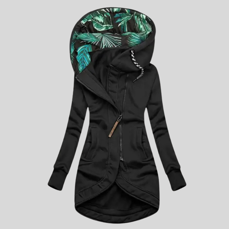 Cozy women's fleece jacket with a hood – warm, long-sleeved, essential for everyday wear