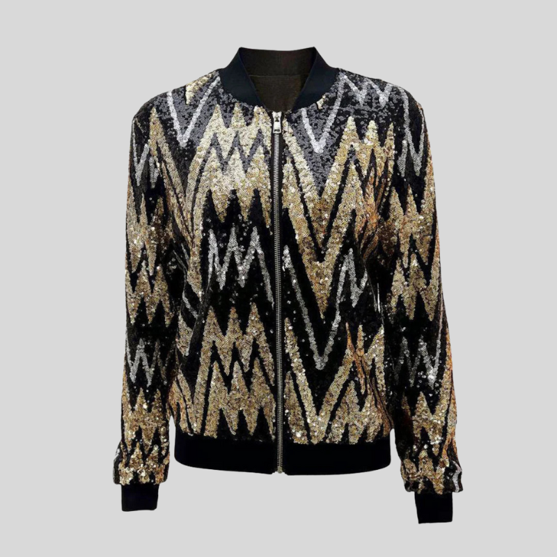 Damska kurtka Shimmer Zip – nowoczesny krój z przyciągającymi wzrok cekinami