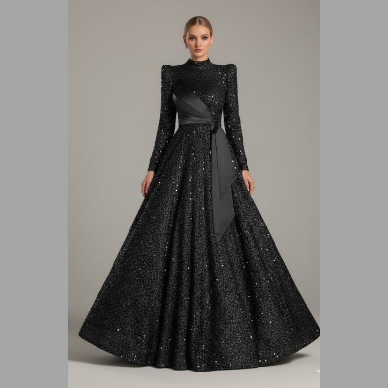 Błyszcząca sukienka maxi z cekinami dla kobiet - Efektowna suknia na bal maturalny i wieczorowe wydarzenie