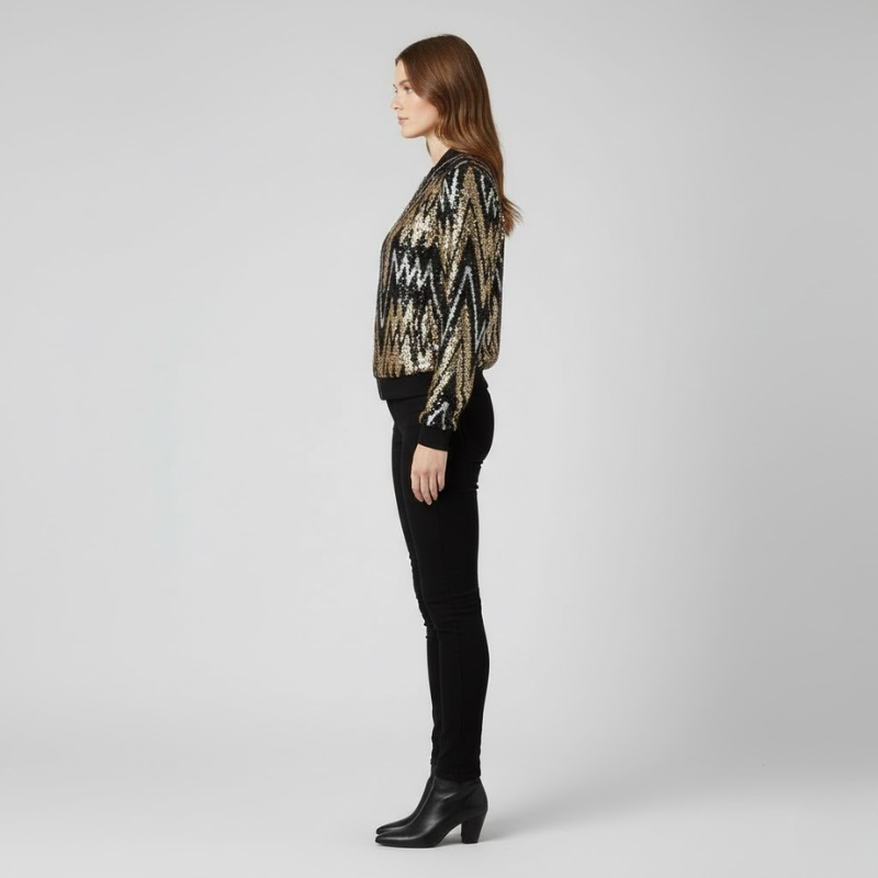 Damska kurtka Shimmer Zip – nowoczesny krój z przyciągającymi wzrok cekinami