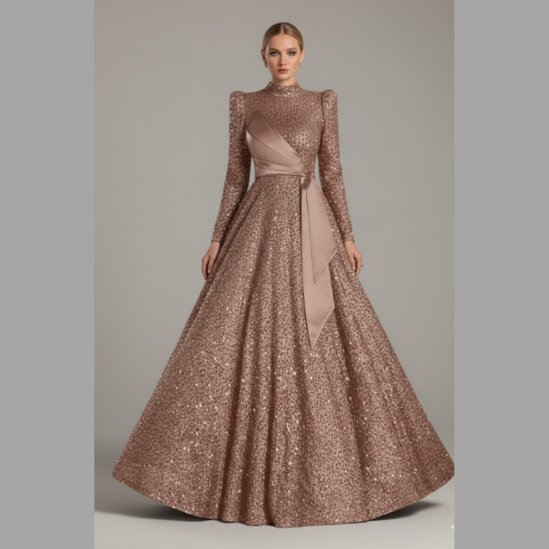 Błyszcząca sukienka maxi z cekinami dla kobiet - Efektowna suknia na bal maturalny i wieczorowe wydarzenie