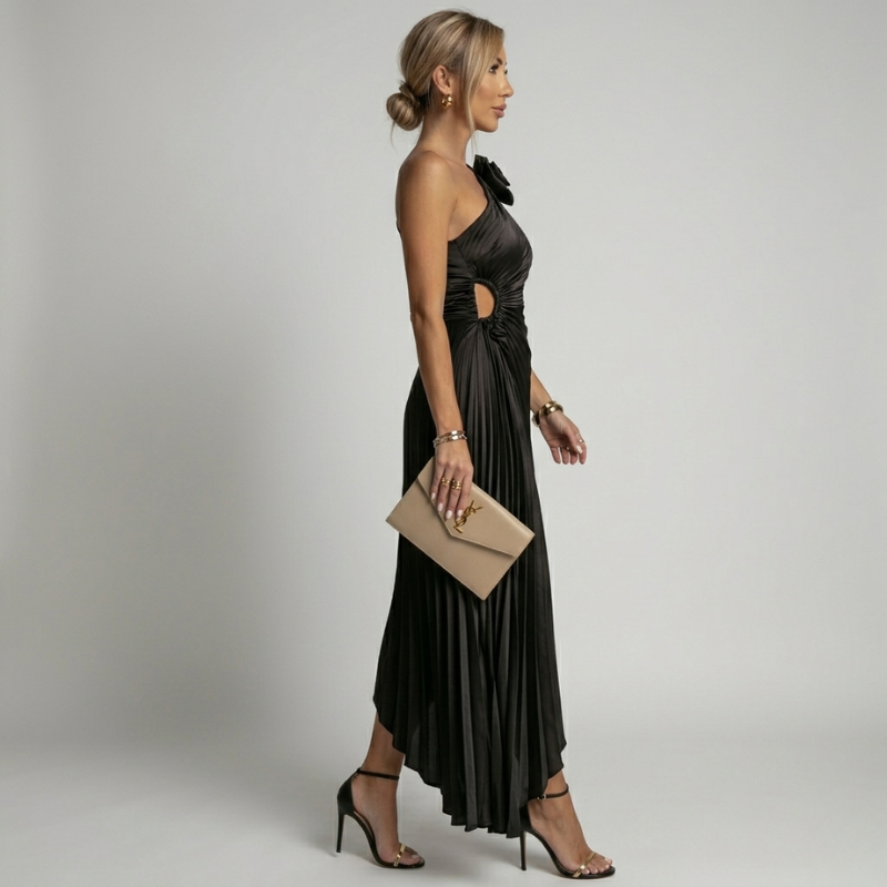 Plisowana sukienka na jedno ramię dla kobiet – elegancki styl na wesele
