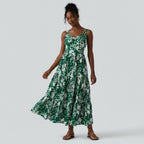 Floral maxi dress for vacation - sweetheart neckline with tie detail