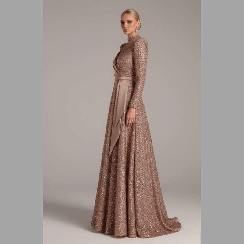 Błyszcząca sukienka maxi z cekinami dla kobiet - Efektowna suknia na bal maturalny i wieczorowe wydarzenie