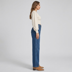Women's high-waisted, straight-leg jeans – classic everyday dark wash