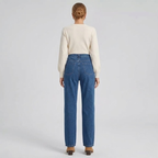Women's high-waisted, straight-leg jeans – classic everyday dark wash