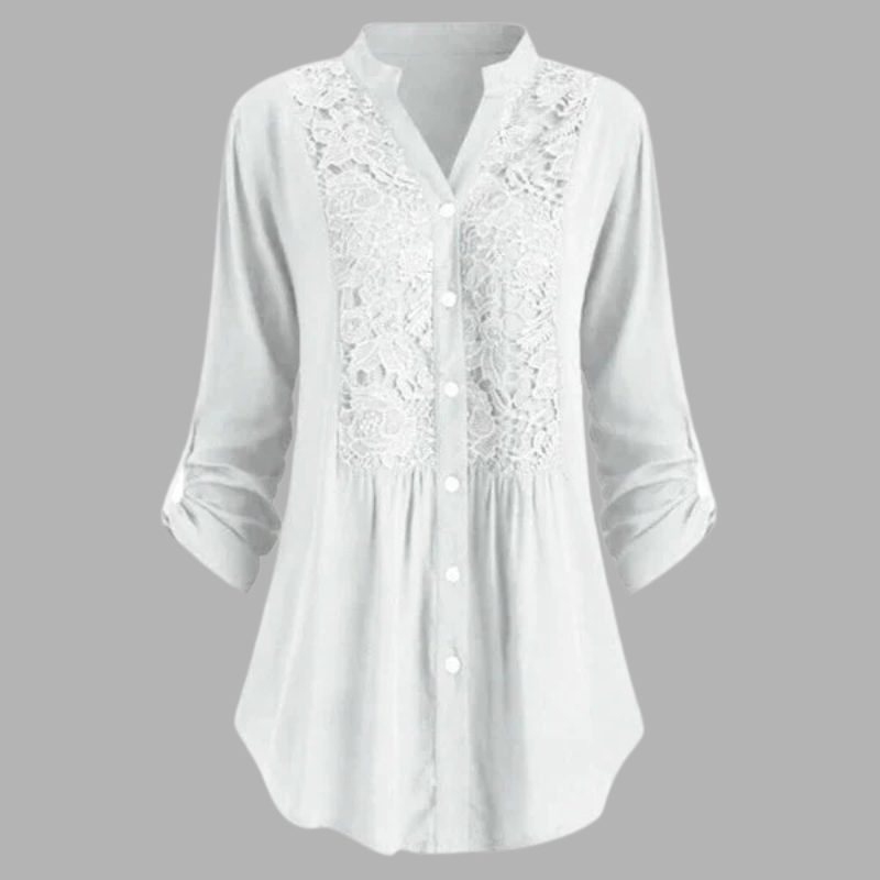 Bluzka damska z kwiatowym haftem – delikatna koronkowa elegancja