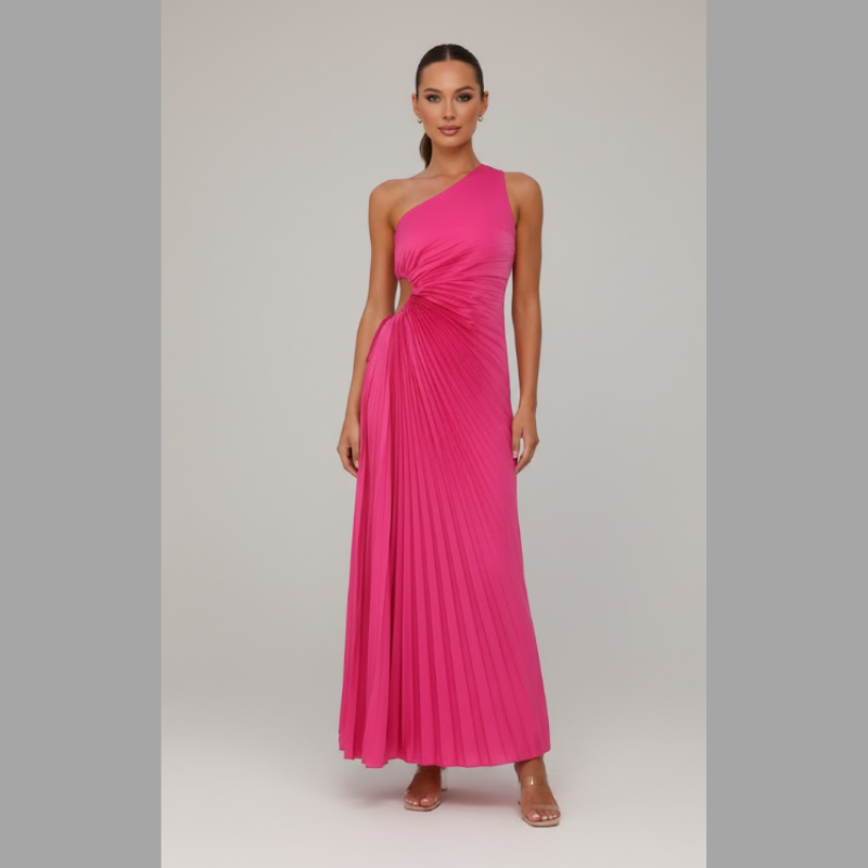 Elegancka plisowana sukienka maxi dla kobiet – szykowny strój na wesele i formalne okazje