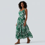 Floral maxi dress for vacation - sweetheart neckline with tie detail
