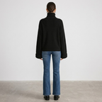 Women's knitted top with flared sleeves and a turtleneck – elegant, cozy, slim-fit winter sweater