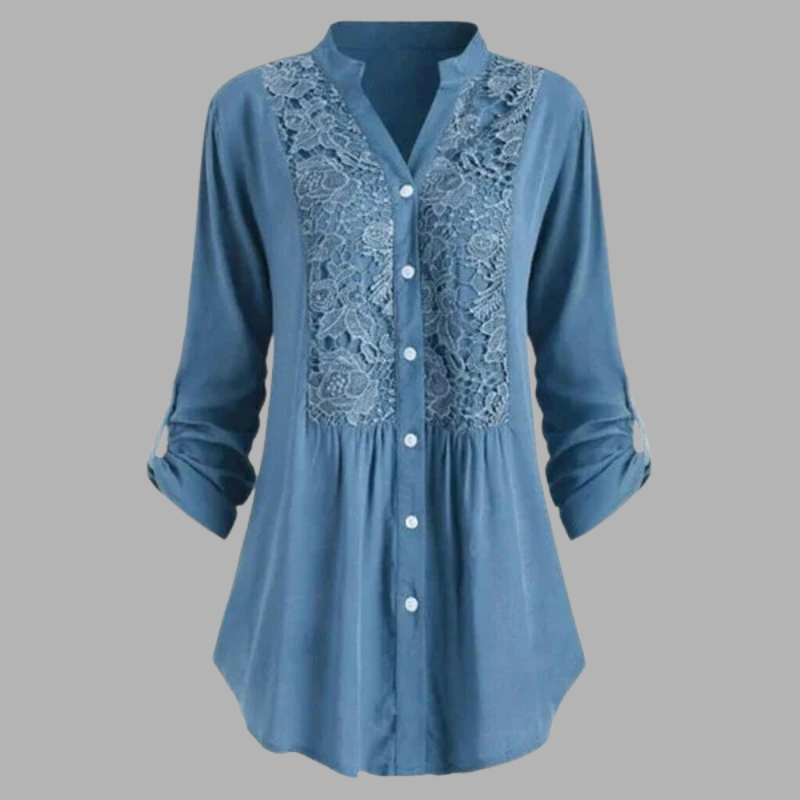 Bluzka damska z kwiatowym haftem – delikatna koronkowa elegancja