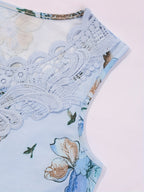 Women's lace and floral patchwork top – elegant sleeveless blouse