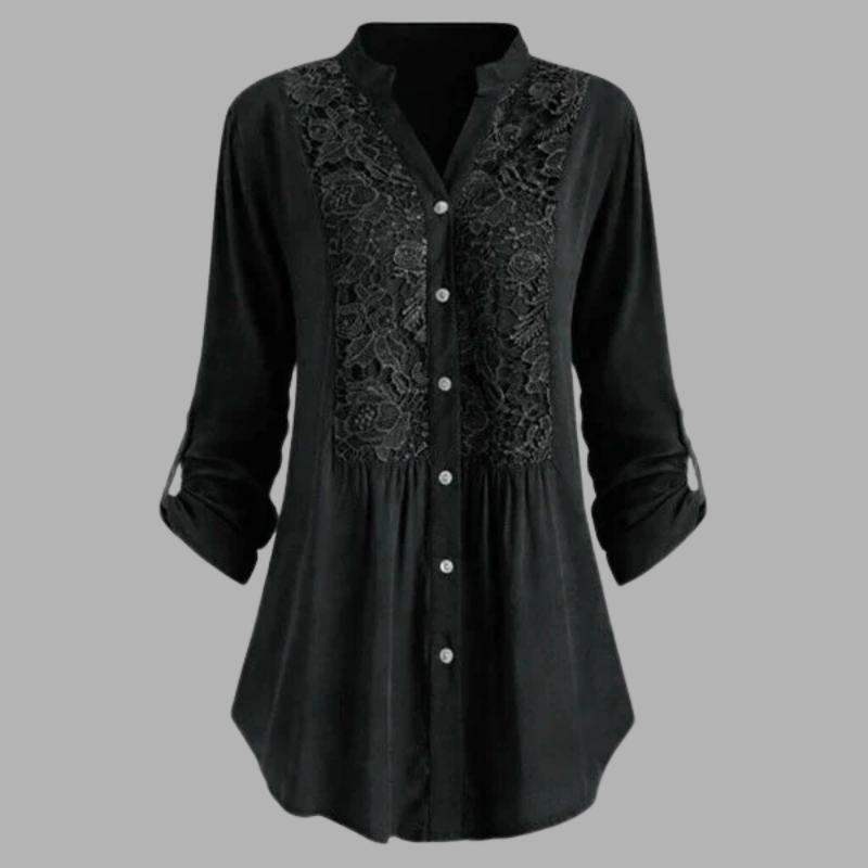 Bluzka damska z kwiatowym haftem – delikatna koronkowa elegancja