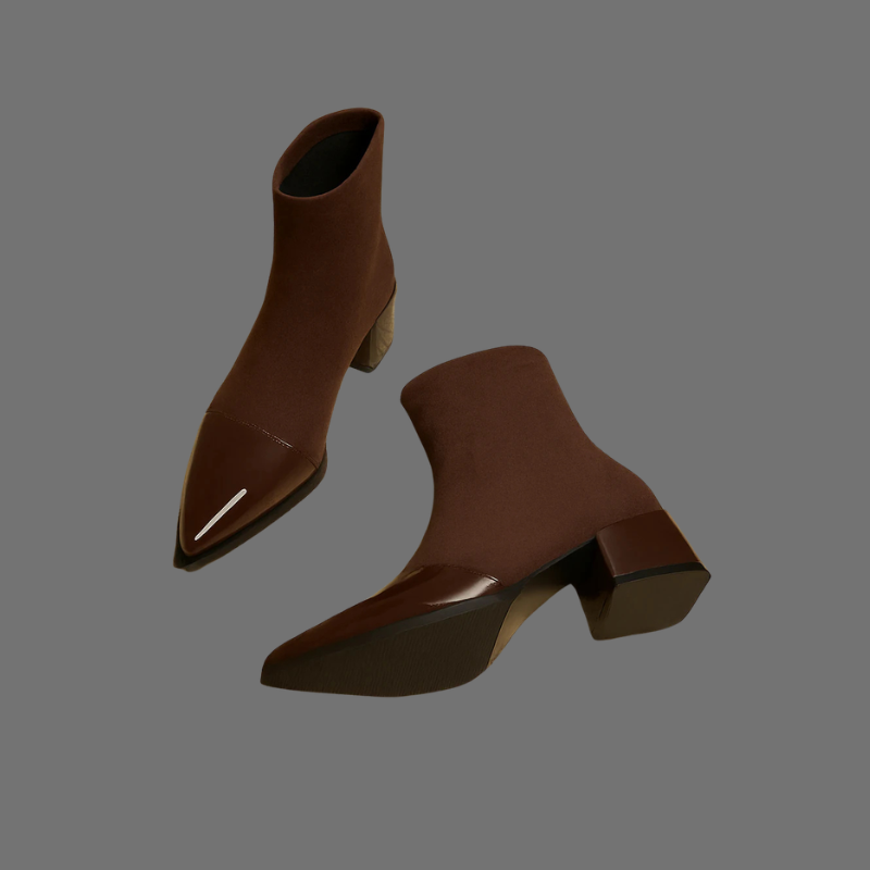 Damskie botki z nowoczesnym lakierowanym wykończeniem – elegancki fason na klockowym obcasie