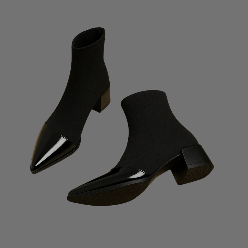 Damskie botki z nowoczesnym lakierowanym wykończeniem – elegancki fason na klockowym obcasie