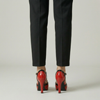 Women's T-strap platform shoes - bow with secure ankle strap