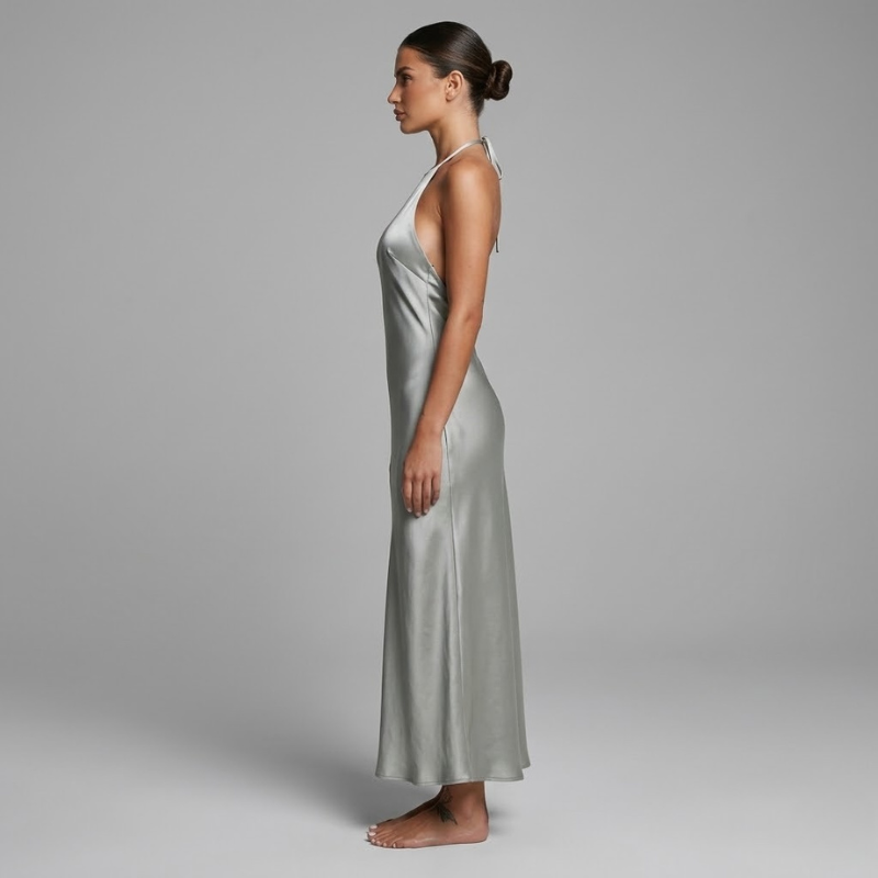 Elegant backless sleeveless maxi dress - elegant flowy evening dress for women
