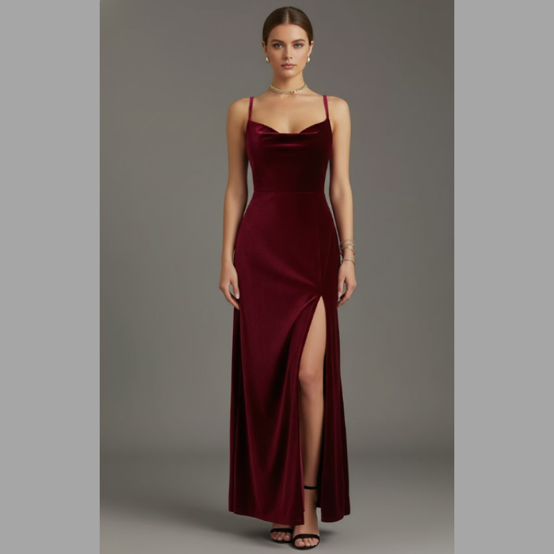 Elegancka sukienka maxi z rozcięciem dla kobiet – wyrafinowany strój na wesele i formalny strój