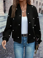 Ilona | Damowa kurtka baseballowa z koralikami – swobodna kurtka typu bomber w stylu varsity
