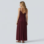 Light summer maxi dress – slip model with a V-neck and a striking side slit