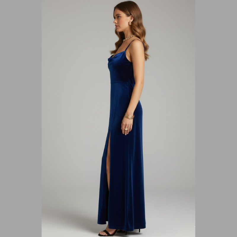 Elegancka sukienka maxi z rozcięciem dla kobiet – wyrafinowany strój na wesele i formalny strój