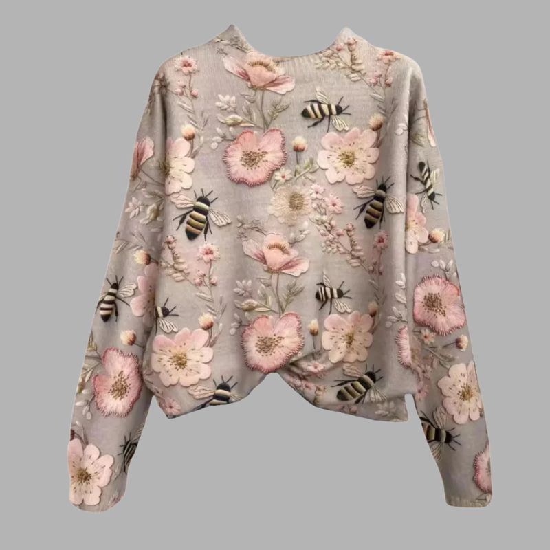 Elegancki sweter z kwiatowym wzorem – miękki i stylowy na co dzień