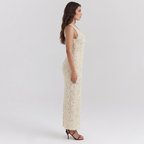 Romantisches Maxikleid mit Rosenprint – elegantes, luftiges Abendkleid für Damen