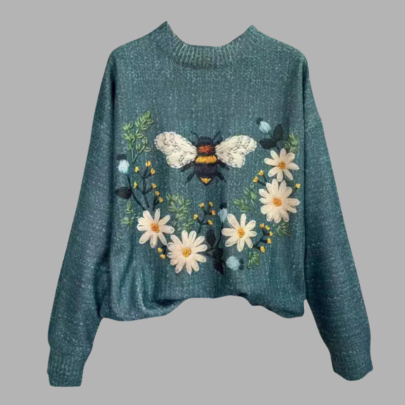 Elegancki sweter z kwiatowym wzorem – miękki i stylowy na co dzień