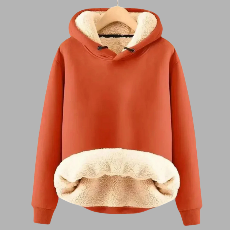 Przytulna damska bluza z kapturem z podszewką z polaru – miękka, ciepła, codzienna warstwa