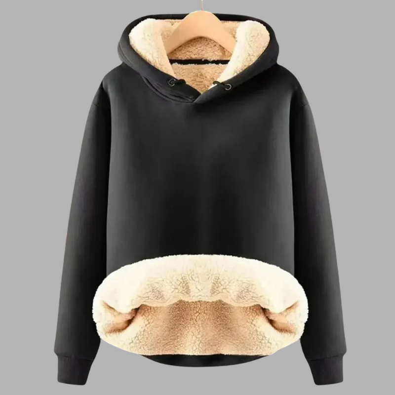 Przytulna damska bluza z kapturem z podszewką z polaru – miękka, ciepła, codzienna warstwa