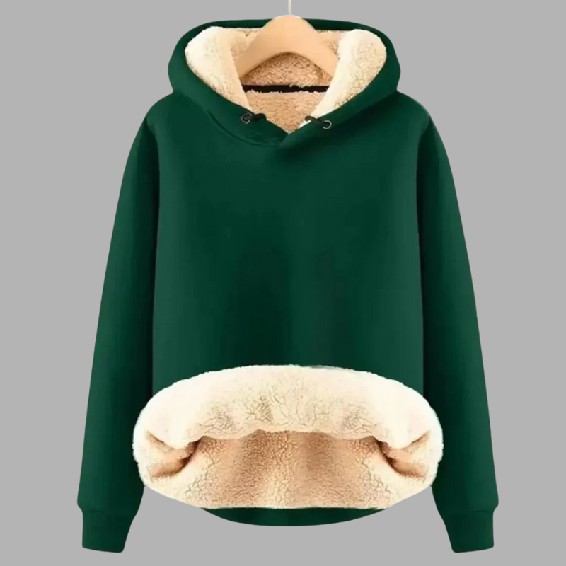 Przytulna damska bluza z kapturem z podszewką z polaru – miękka, ciepła, codzienna warstwa