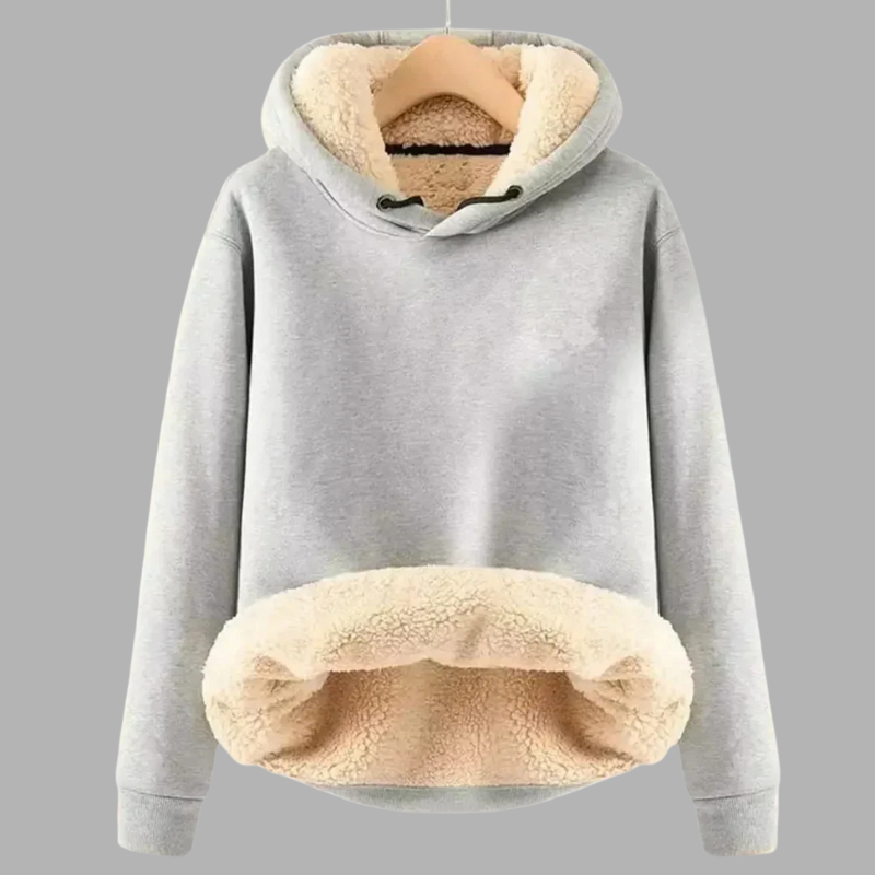 Przytulna damska bluza z kapturem z podszewką z polaru – miękka, ciepła, codzienna warstwa