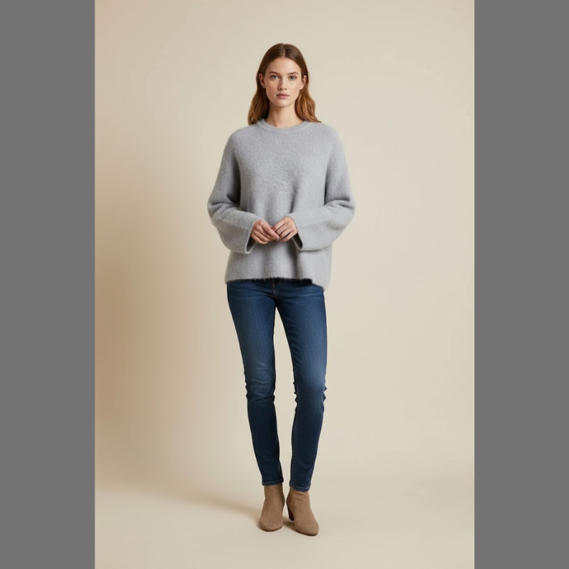 Przytulny sweter z okrągłym dekoltem – modny, codzienny styl zapewniający wygodę