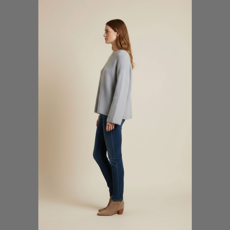 Przytulny sweter z okrągłym dekoltem – modny, codzienny styl zapewniający wygodę