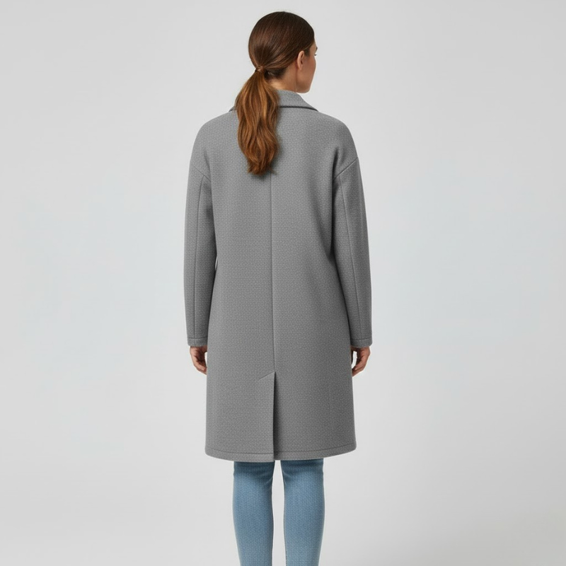 Ciepły, długi płaszcz damski typu trencz – nowoczesna zimowa elegancja