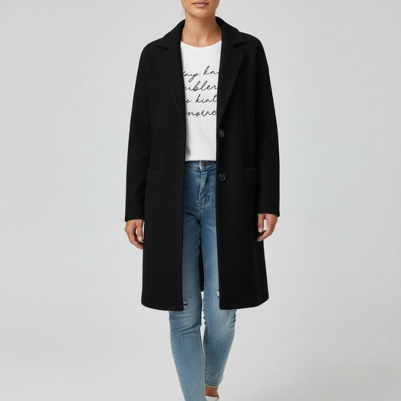 Warm, long women's trench coat - modern winter elegance