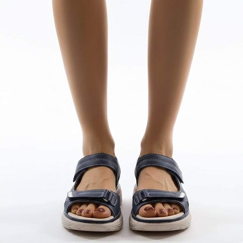 Damskie przewiewne sandały letnie z odkrytymi palcami – regulowane, wygodne buty na rzepy