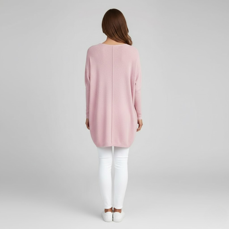 Luźny damski sweter z dzianiny z dekoltem w serek – wygodny i wygodny styl na co dzień