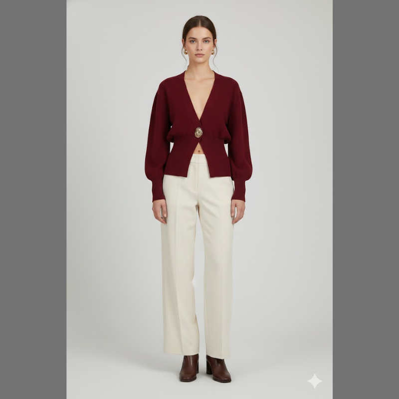 Elegancki, miękki kardigan z dzianiny dla kobiet – styl z polerowanymi guzikami