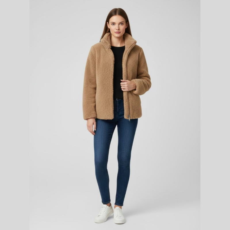 Przytulny damski płaszcz Teddy – ultraciepła, modna, zimowa odzież wierzchnia