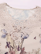 Women's lace and floral patchwork top – elegant sleeveless blouse
