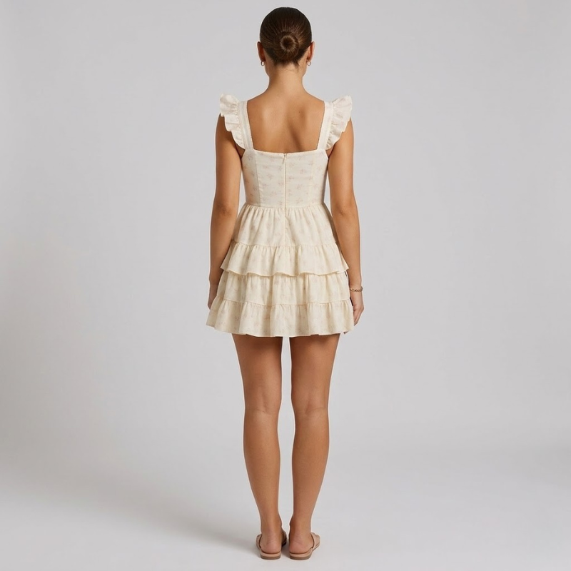 Flirty ruffled mini dress - a fun and chic summer outfit for women