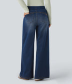 Jeansy z wysokim stanem i szerokimi nogawkami – luźny krój, casualowy denim